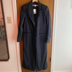 NWT! Free People Hailey Duster Coat - pinstripe XS